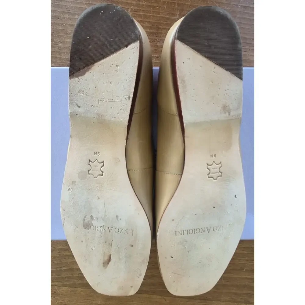 Enzo Angiolini Liberty Leather Loafers in Cream Slip On Flats Size 9